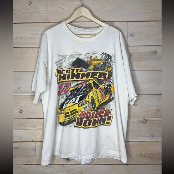 Vintage Scott Wimmer 22 Caterpillar Bill Davis Racing NASCAR TShirt - Picture 1 of 5